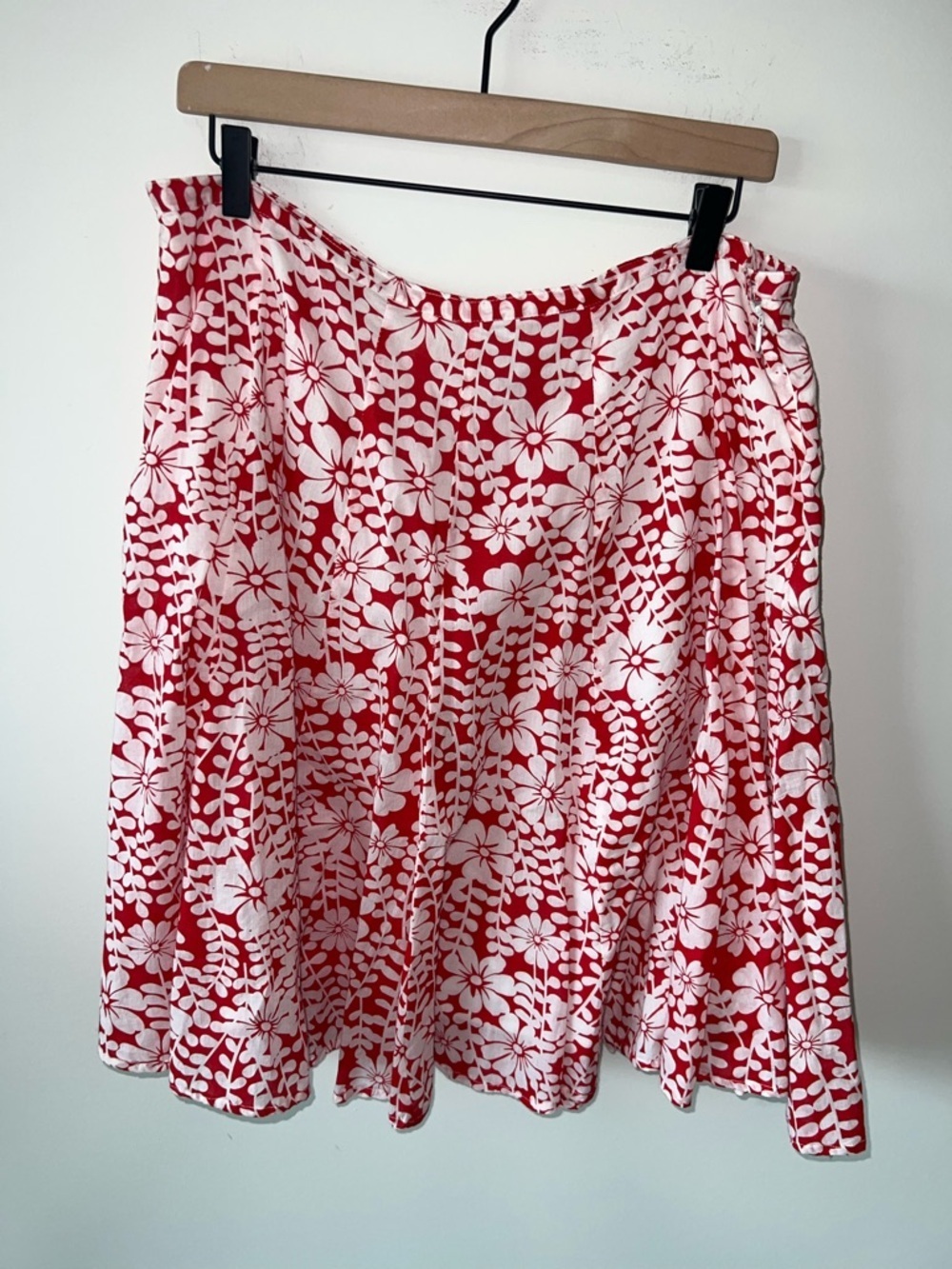 Floral Red Circle Skirt with White Pattern 100% Cotton